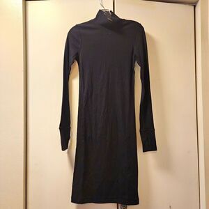 G-Star RAW Slim Ribbed Mock Neck Long Sleeve Bodycon Dress Black Womens S NWT